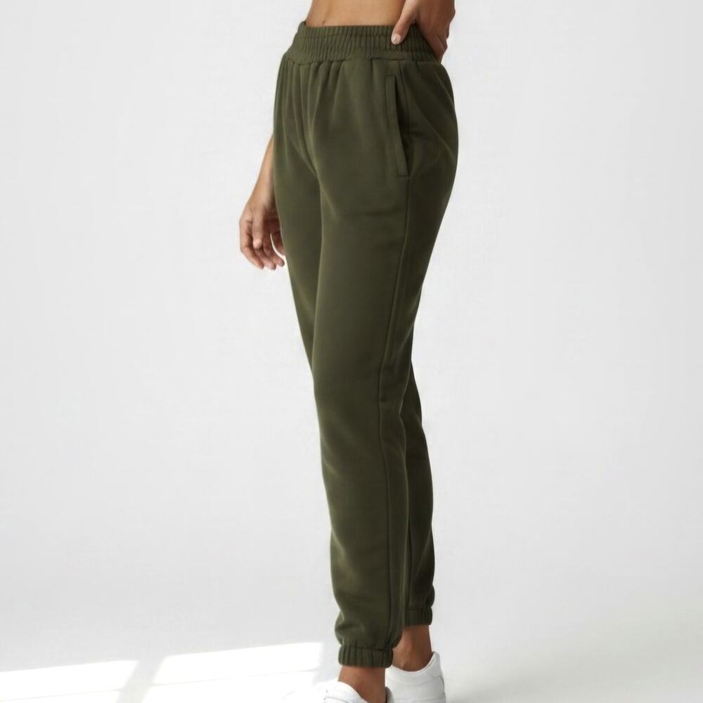 Naked Wardrobe Track Pants Green High Waist Pocketed Women's Size S NWOT